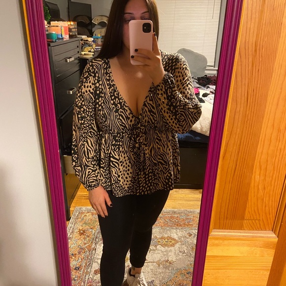 ASOS Curve Tops - Asos Plus Animal Print Blouse
